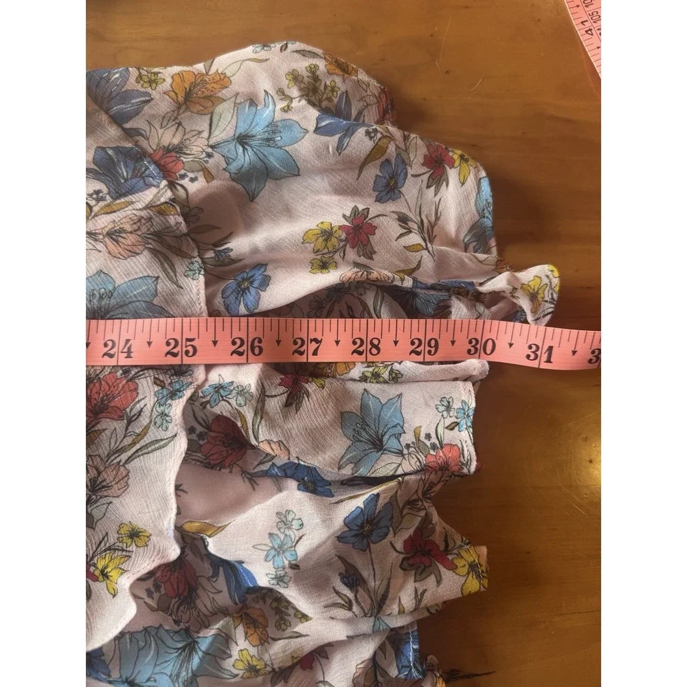 Gilner Farrar Pink Floral Mini Dress Off The Shoulder Ruffled Neckline Size XS‎